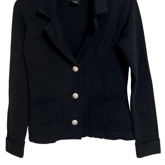 Adrianne Vittadini Black Jacket Viscose Blend Gold‎ Buttons Black - Picture 5 of 13
